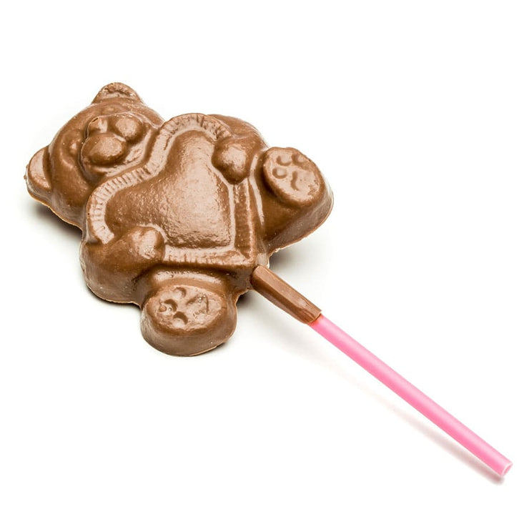 Milk Chocolate Bear with Heart Sucker